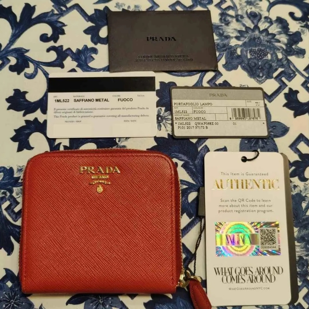 Red Safiano Compact Wallet